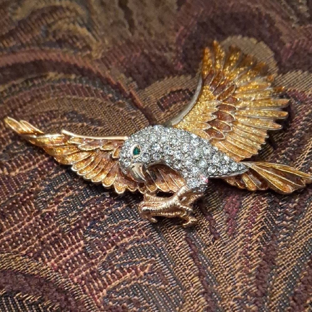 Gold and Silver Parrot Brooch - Picture 3 of 6